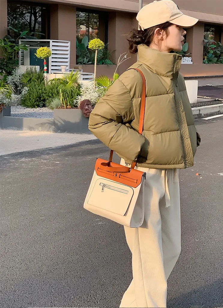 Fashionable Insulated Solid Puffer Jacket with Easy-to-Clean Material