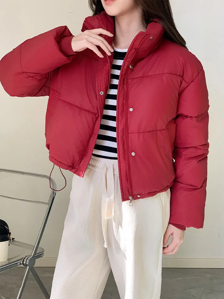 Fashionable Insulated Solid Puffer Jacket with Easy-to-Clean Material