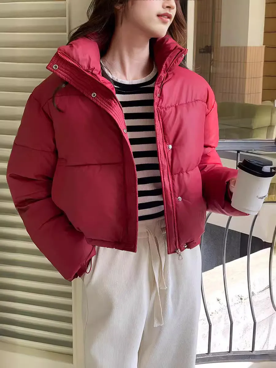 Fashionable Insulated Solid Puffer Jacket with Easy-to-Clean Material