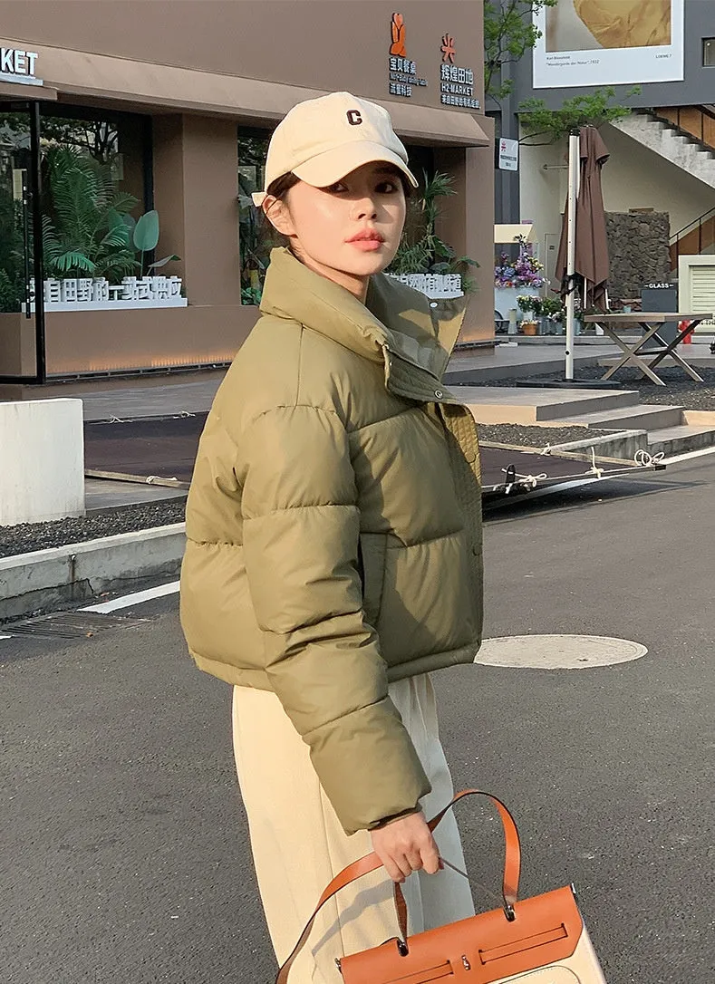 Fashionable Insulated Solid Puffer Jacket with Easy-to-Clean Material