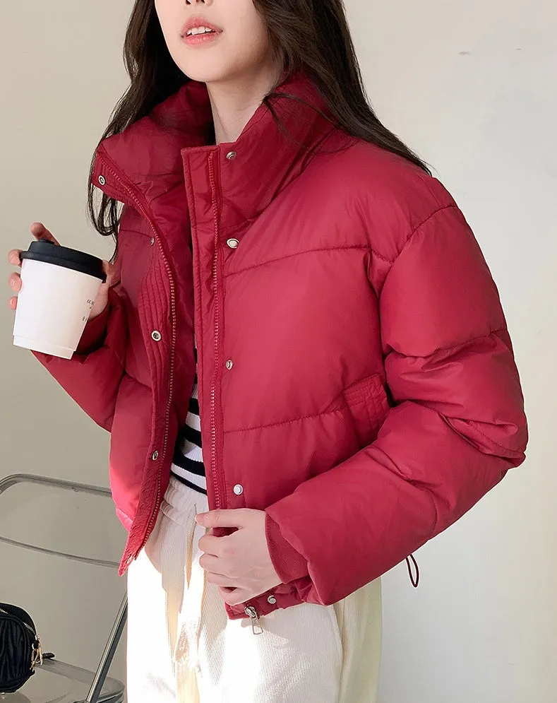 Fashionable Insulated Solid Puffer Jacket with Easy-to-Clean Material