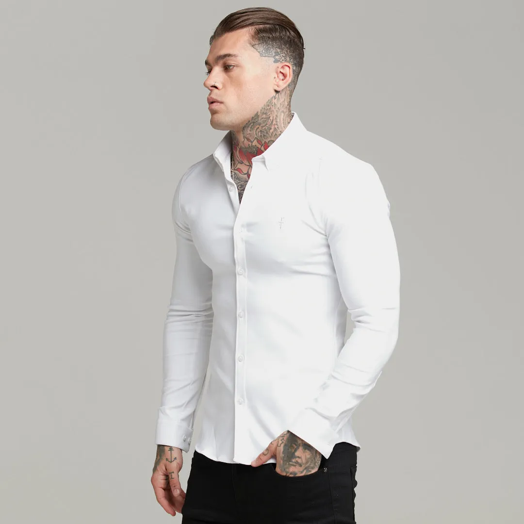 Father Sons Super Slim Scuba White Long Sleeve Stretch - FS613