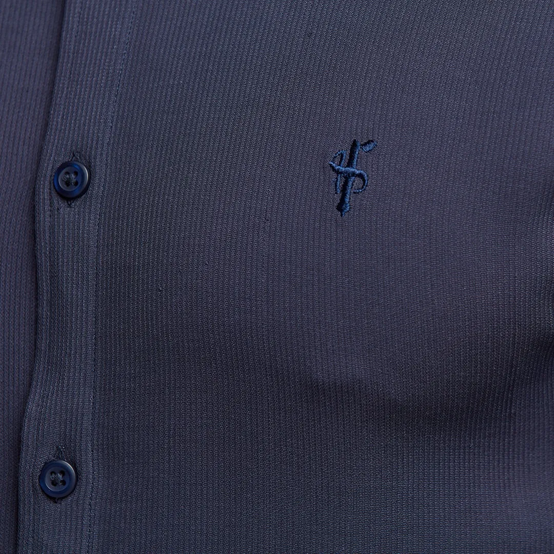 Father Sons Super Slim Stretch Ribbed Navy Long Sleeve - FS443