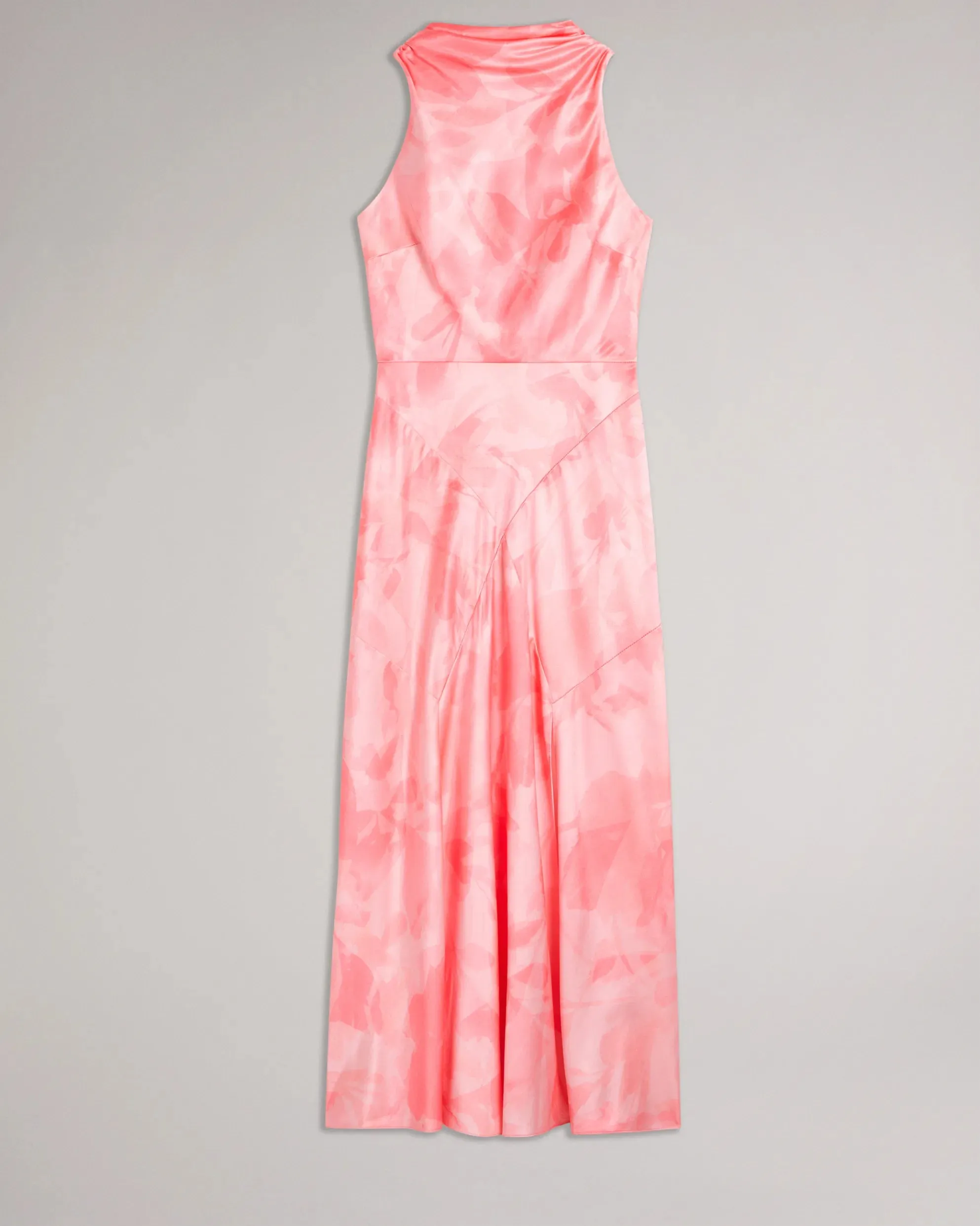 Foreste Cowl Neck Bias Cut Midi Dress - Coral