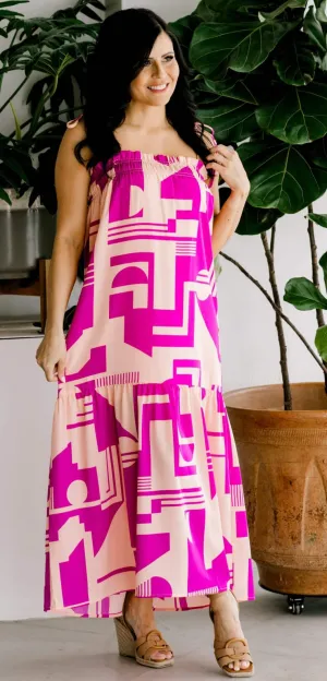 Geometric Pattern Midi Dress
