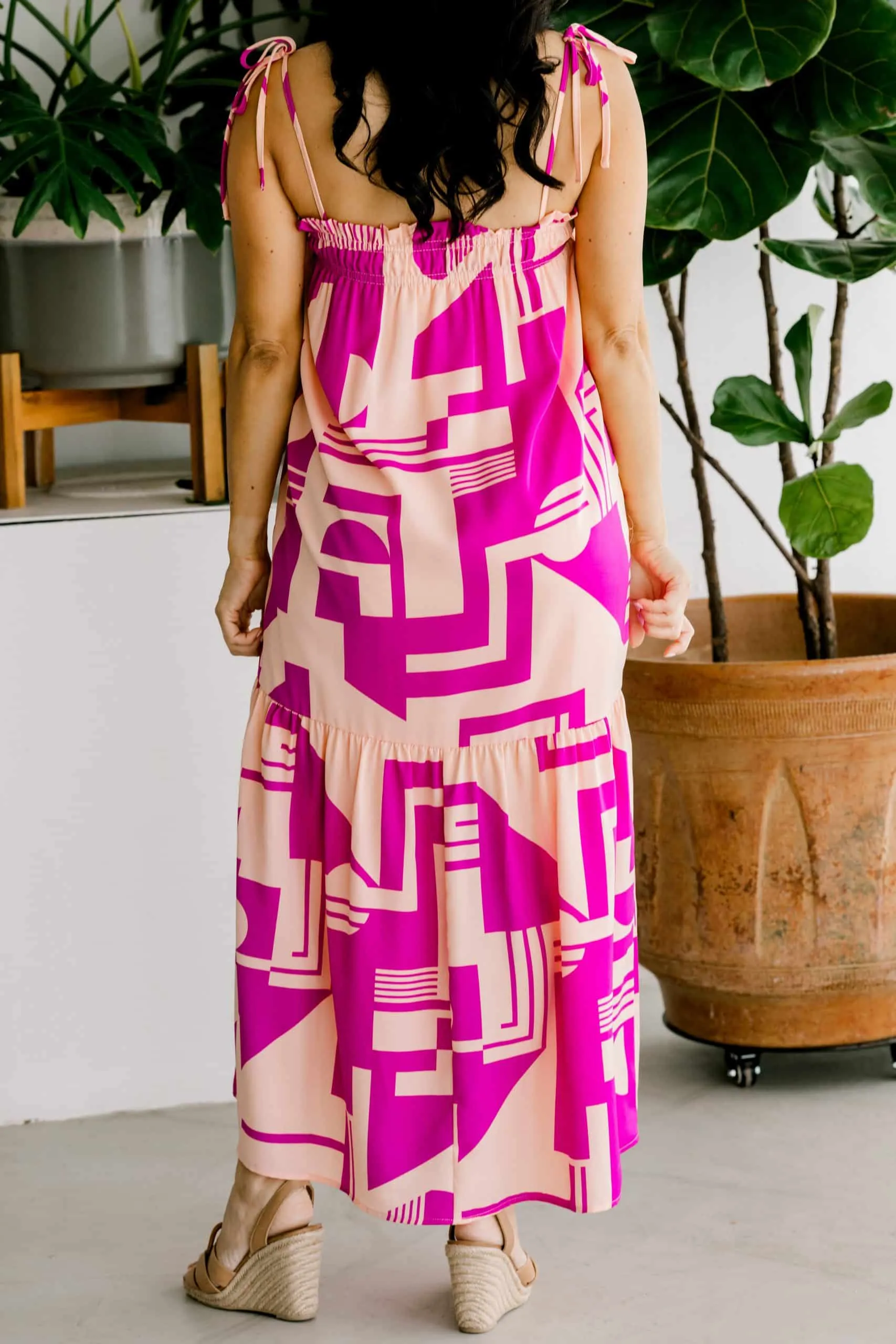Geometric Pattern Midi Dress
