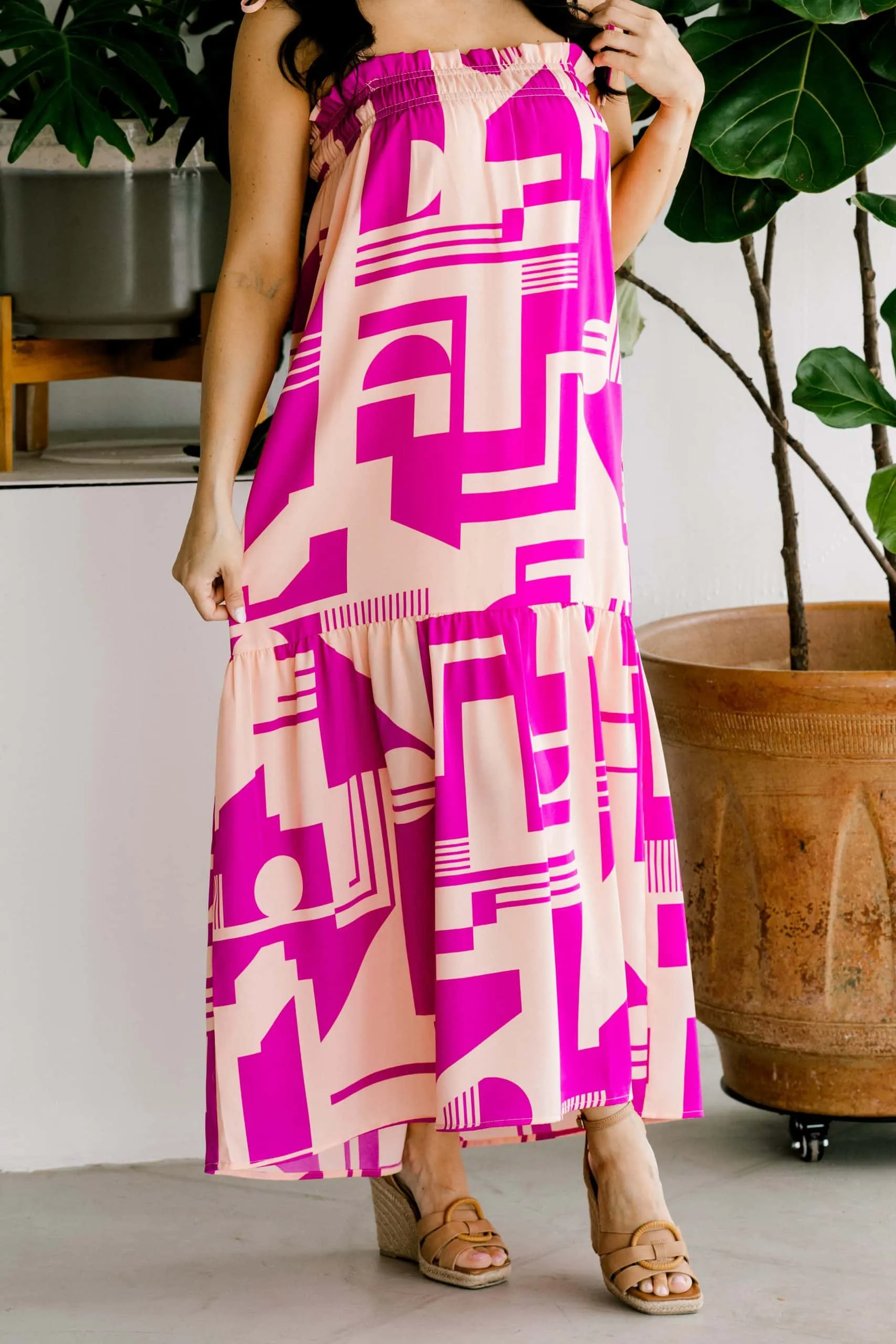 Geometric Pattern Midi Dress