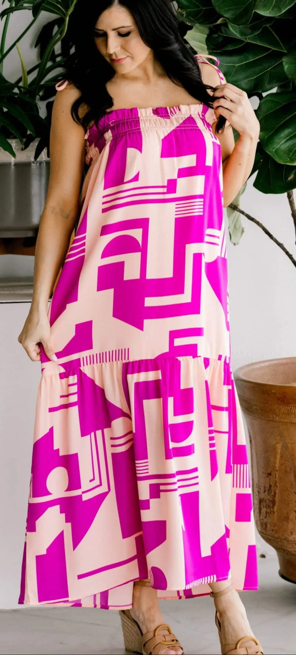 Geometric Pattern Midi Dress