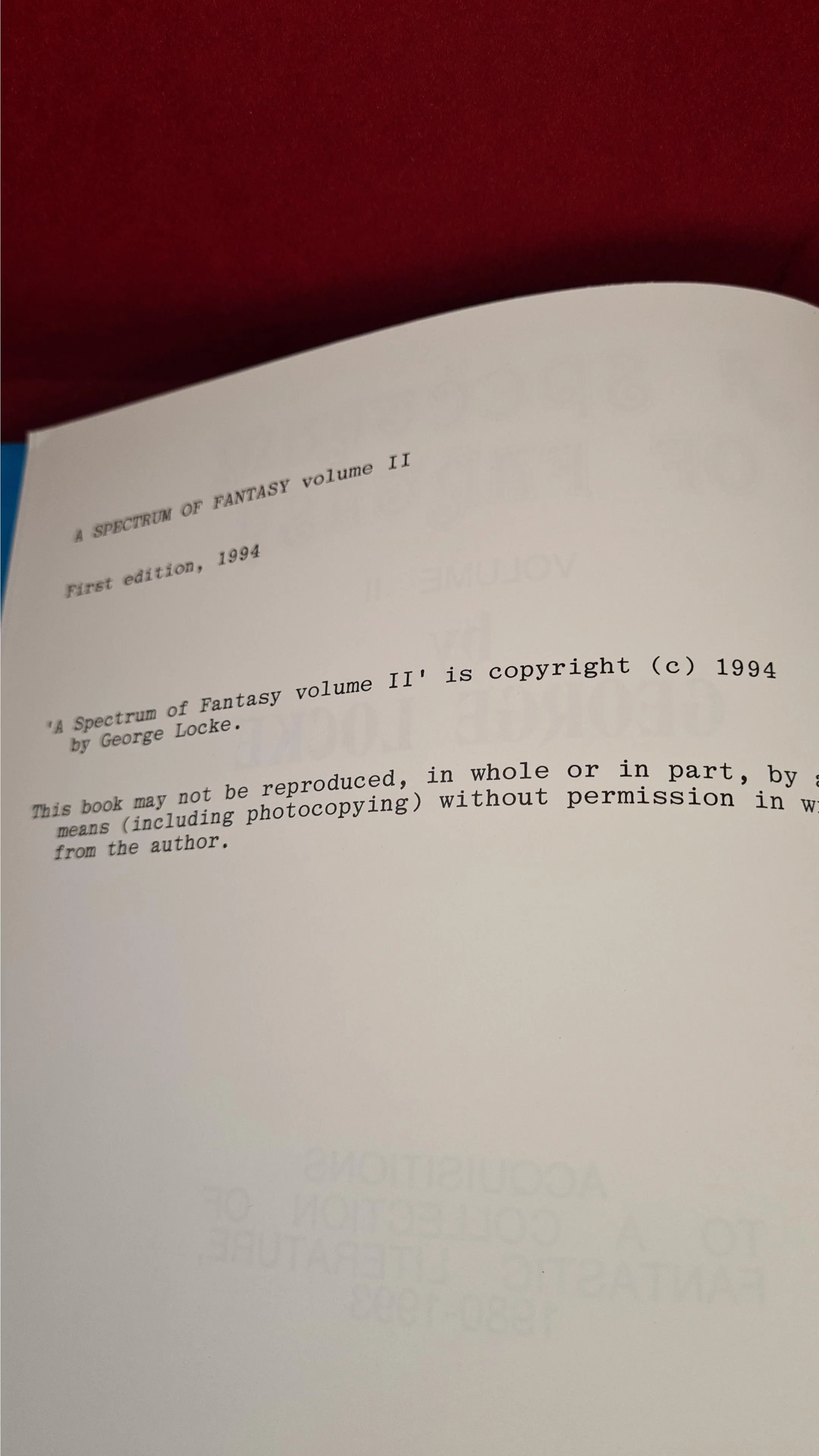 George Locke -A Spectrum of Fantasy Volume 1,2 & 3, 1980, First Editions, Signed, Limited