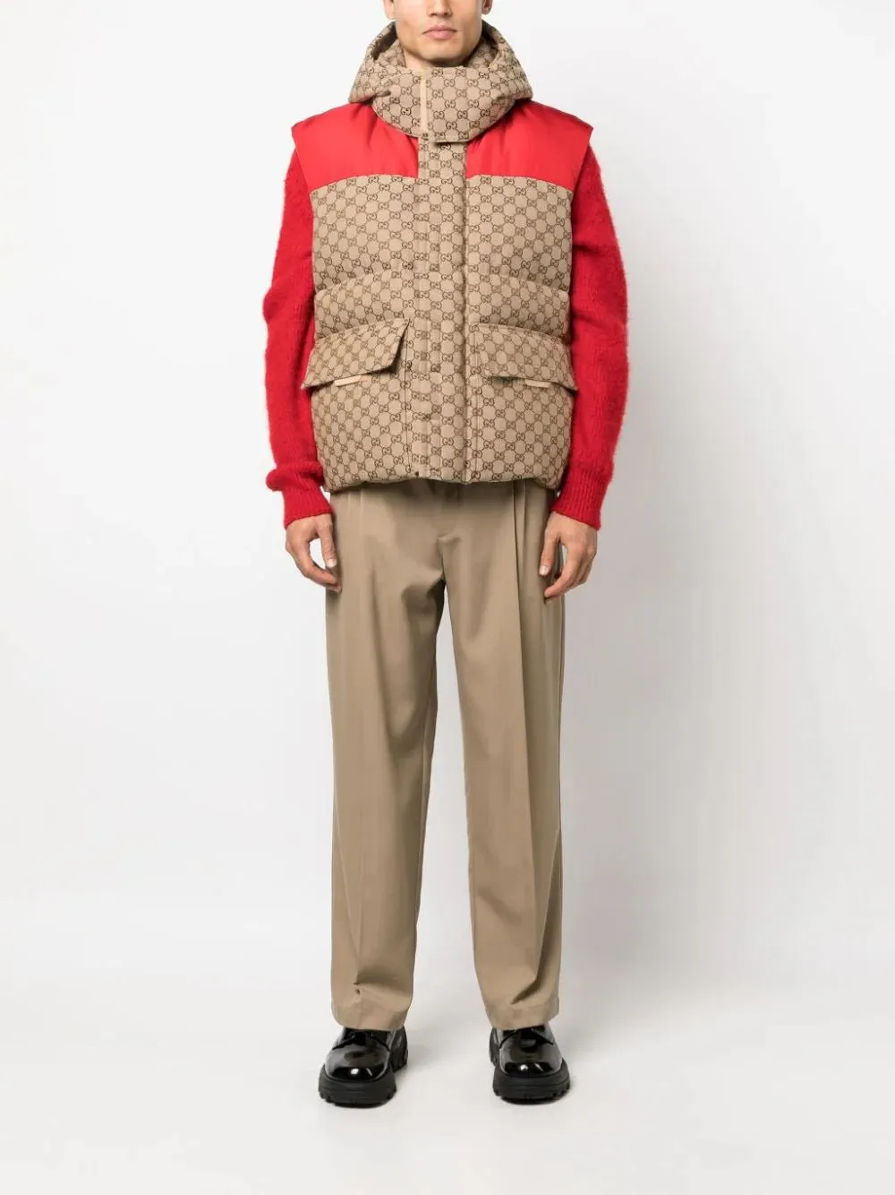 GG Supreme Cotton Canvas Panelled Gilet