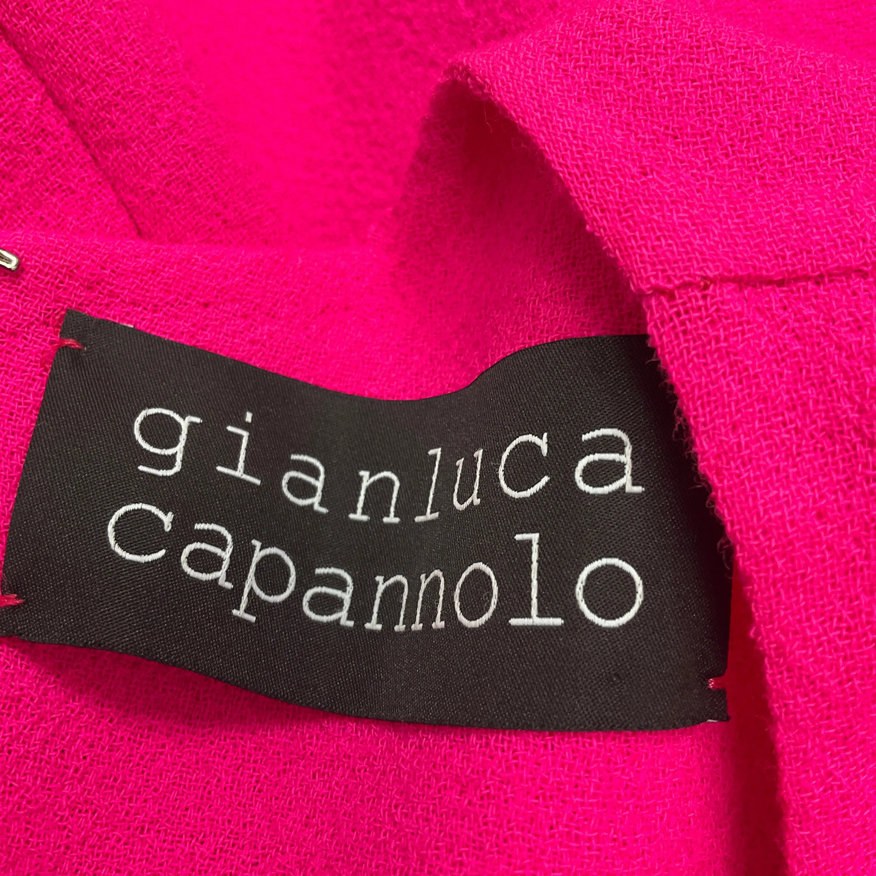 Gianluca Capannolo Hot Pink Oversized Wool Crepe Dress
