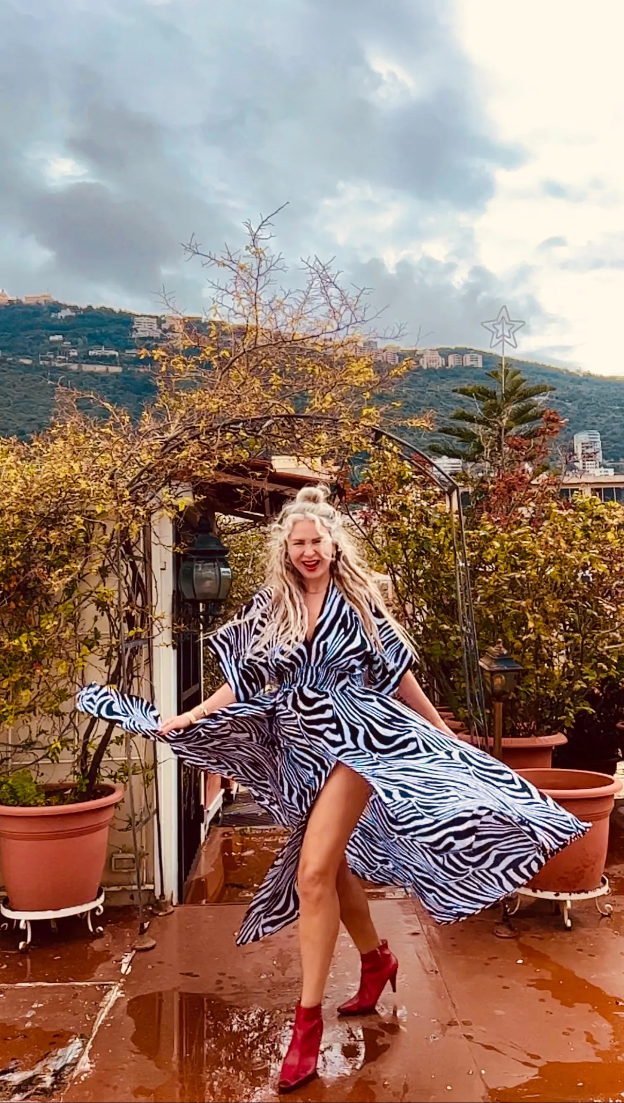 Goddess circle dress in zebra print