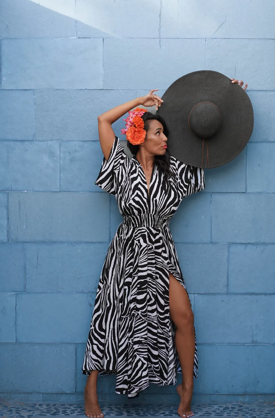 Goddess circle dress in zebra print