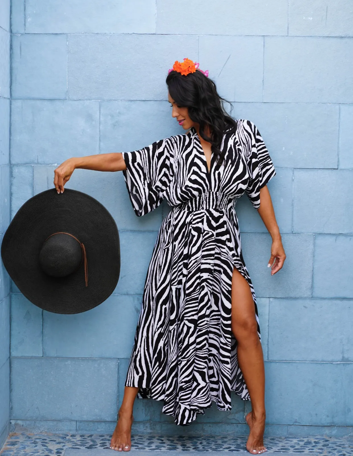 Goddess circle dress in zebra print