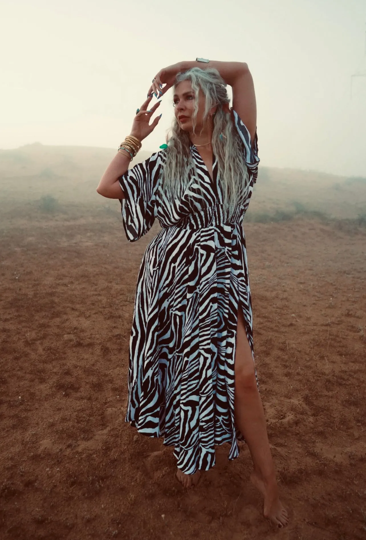 Goddess circle dress in zebra print