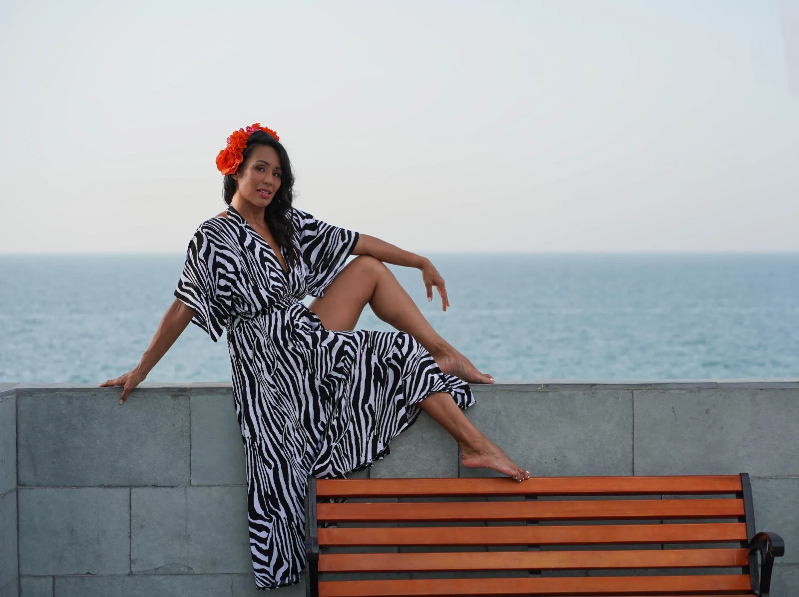 Goddess circle dress in zebra print