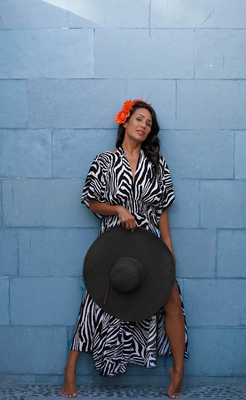 Goddess circle dress in zebra print