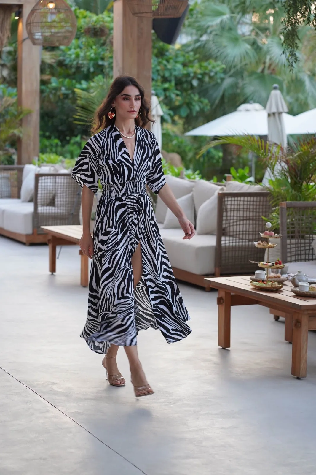 Goddess circle dress in zebra print