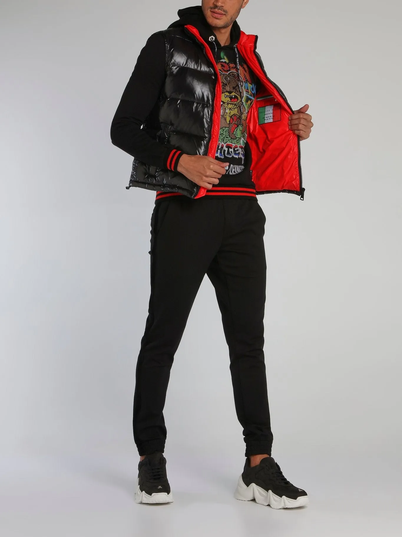 Graffiti Bear Contrast Trim Hoodie