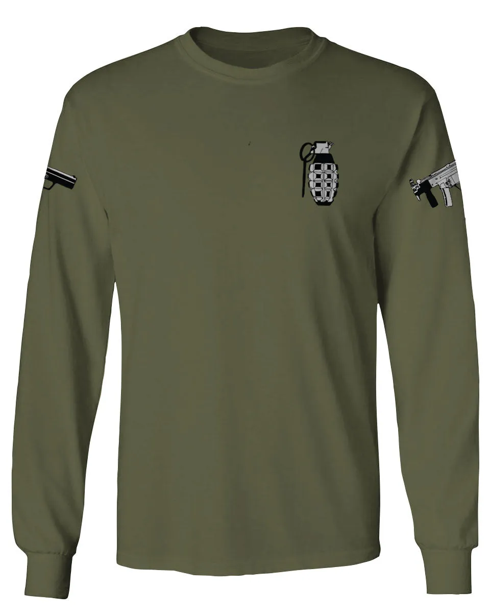 Grenade Guns Second Amendment American Rights Weapons Military mens Long sleeve t shirt