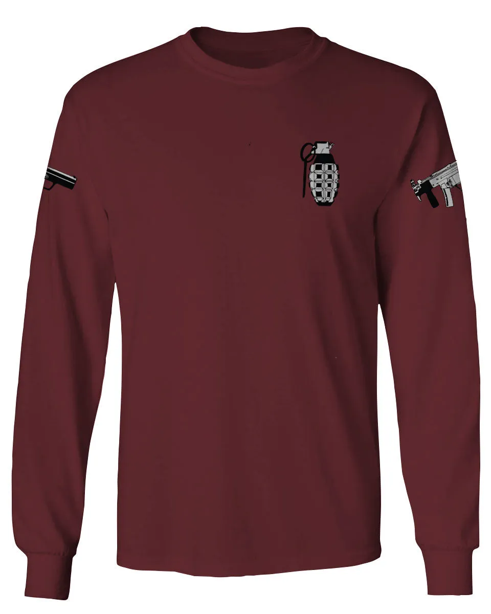 Grenade Guns Second Amendment American Rights Weapons Military mens Long sleeve t shirt