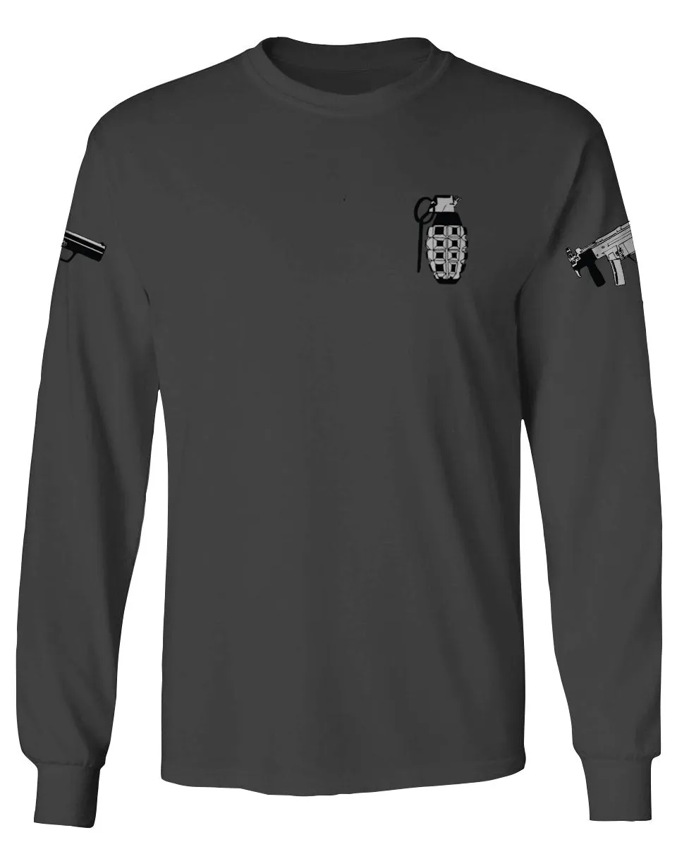 Grenade Guns Second Amendment American Rights Weapons Military mens Long sleeve t shirt