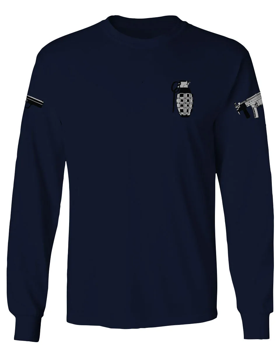 Grenade Guns Second Amendment American Rights Weapons Military mens Long sleeve t shirt