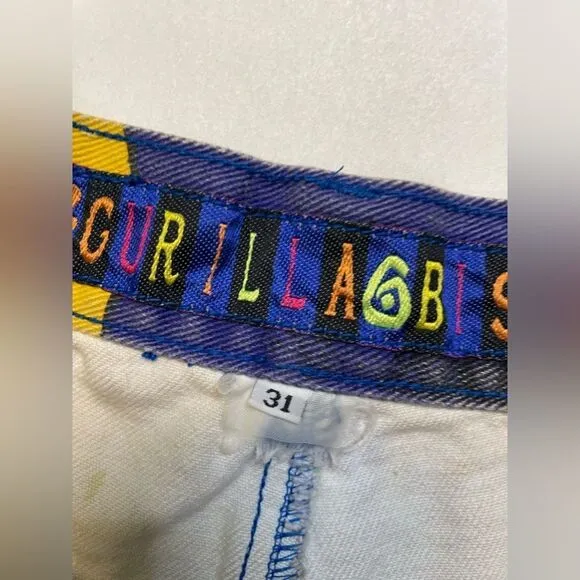 Gurilla Biscuit Cut Off Abstract Denim Jean Shorts Women Size 28 Multicolor 90s