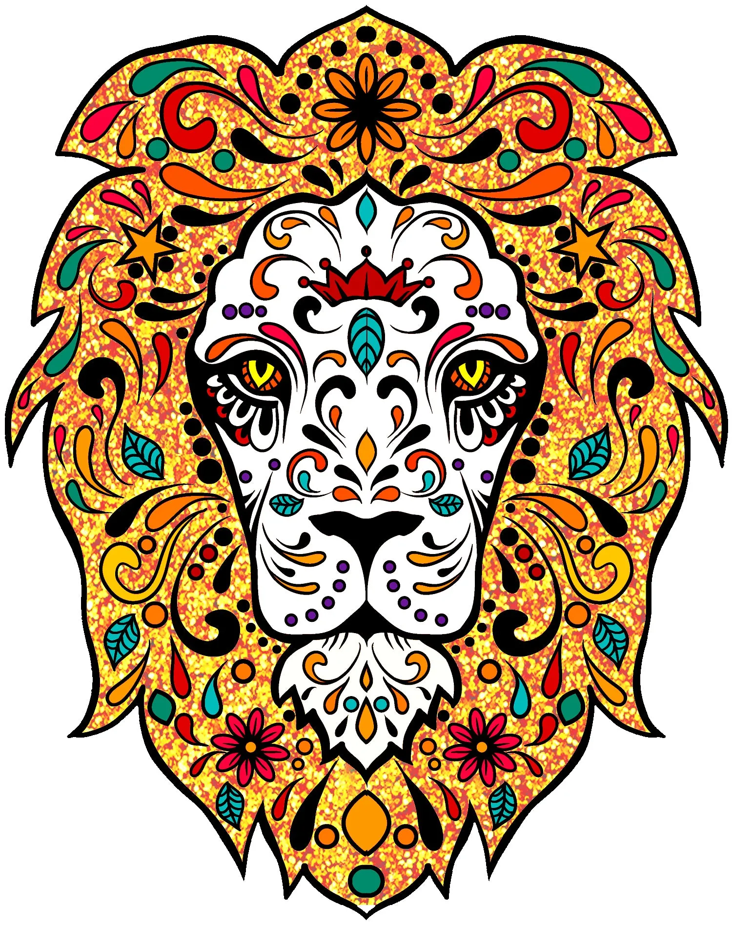 Halloween Day Of The Dead Calavera Lion Sugar Skull Bling Official Youth T-shirt