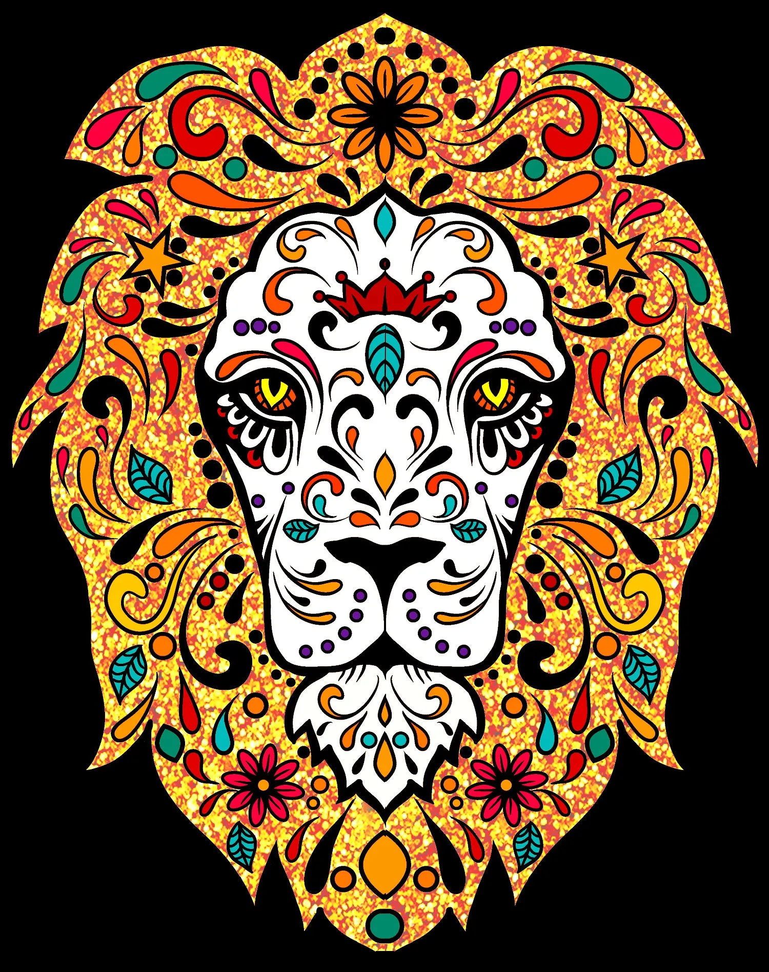 Halloween Day Of The Dead Calavera Lion Sugar Skull Bling Official Youth T-shirt