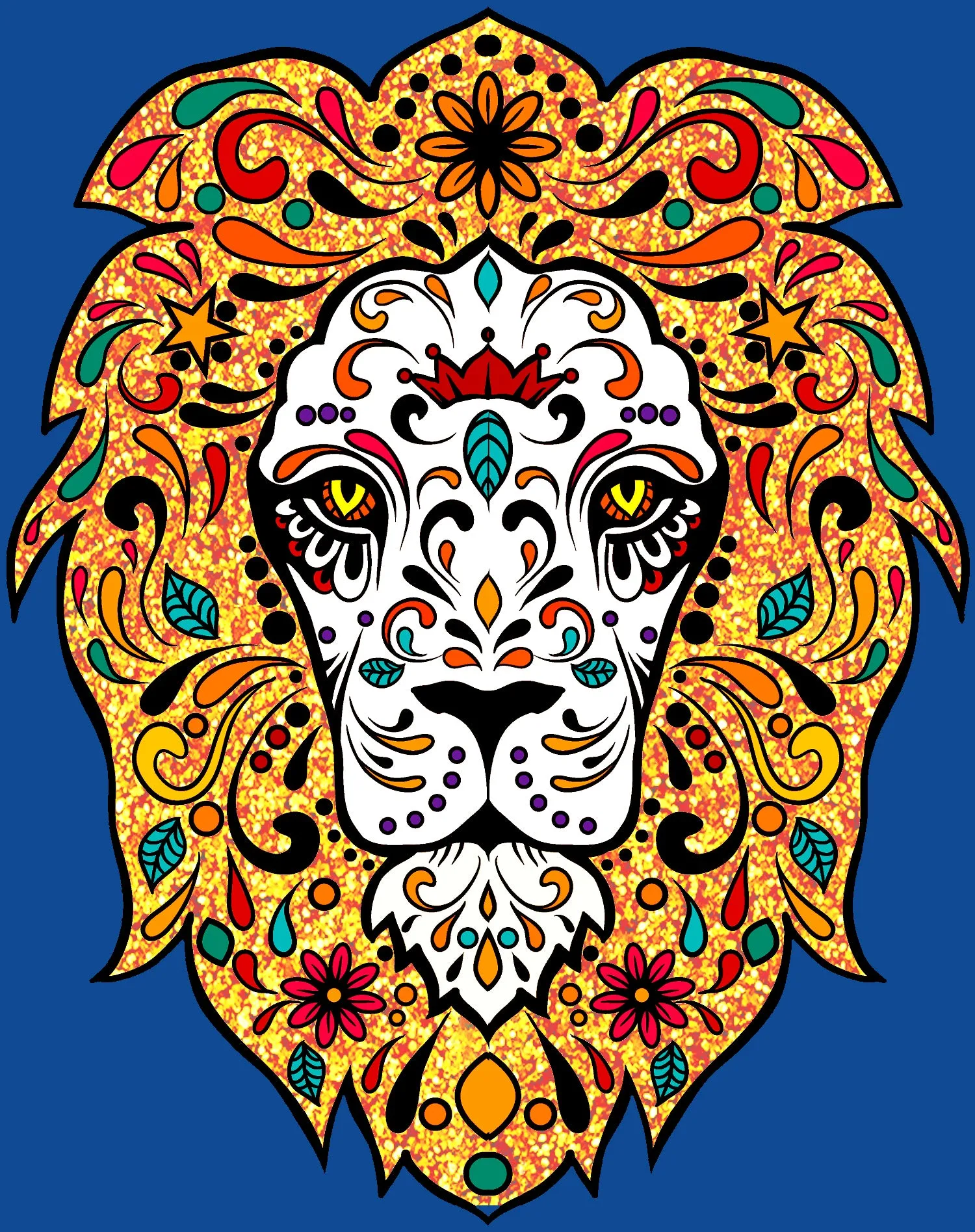 Halloween Day Of The Dead Calavera Lion Sugar Skull Bling Official Youth T-shirt