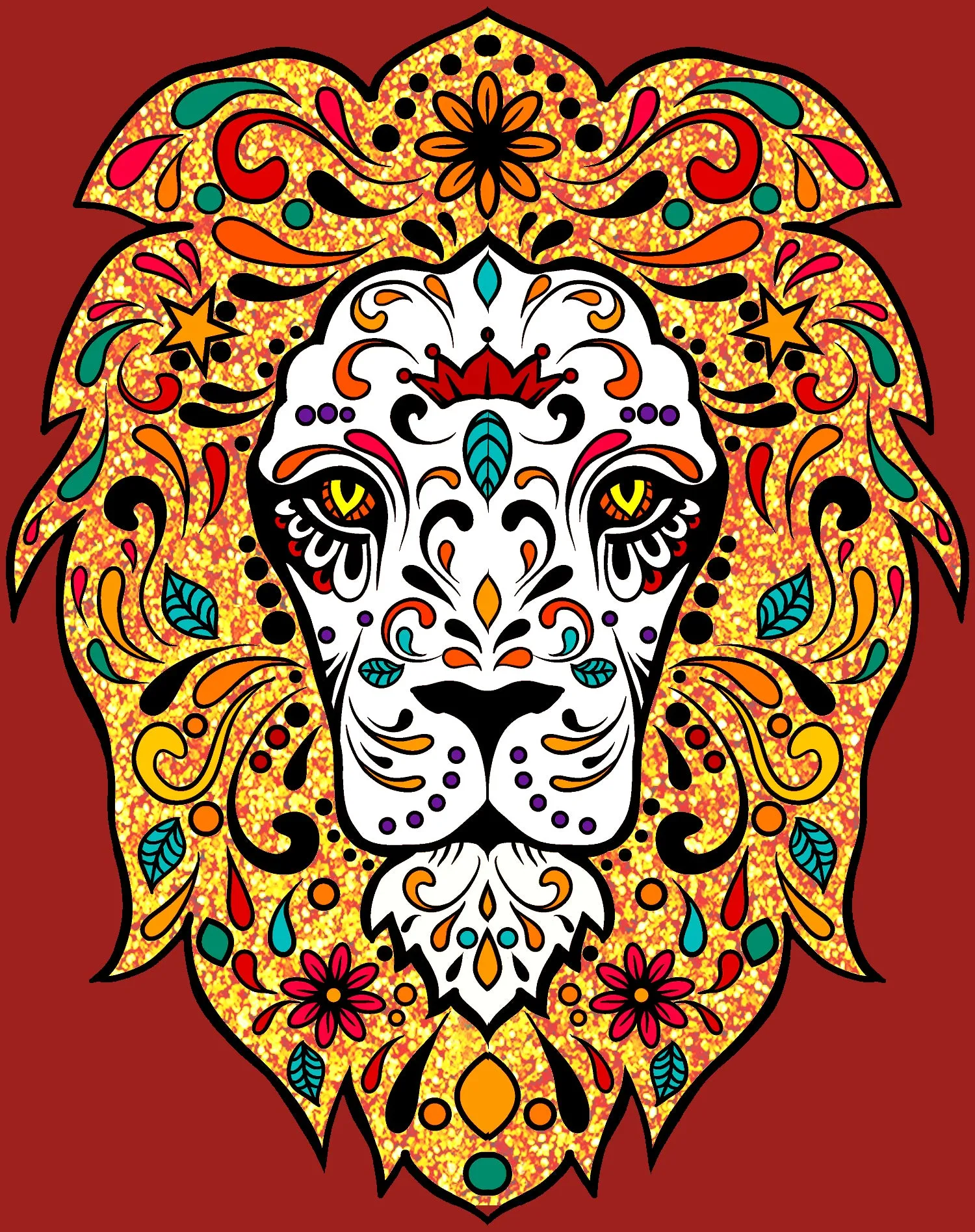 Halloween Day Of The Dead Calavera Lion Sugar Skull Bling Official Youth T-shirt