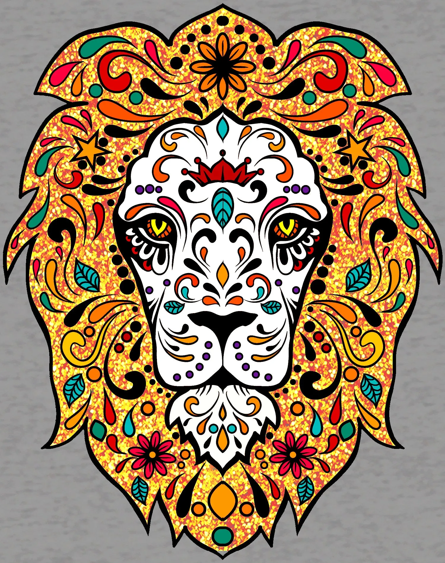Halloween Day Of The Dead Calavera Lion Sugar Skull Bling Official Youth T-shirt