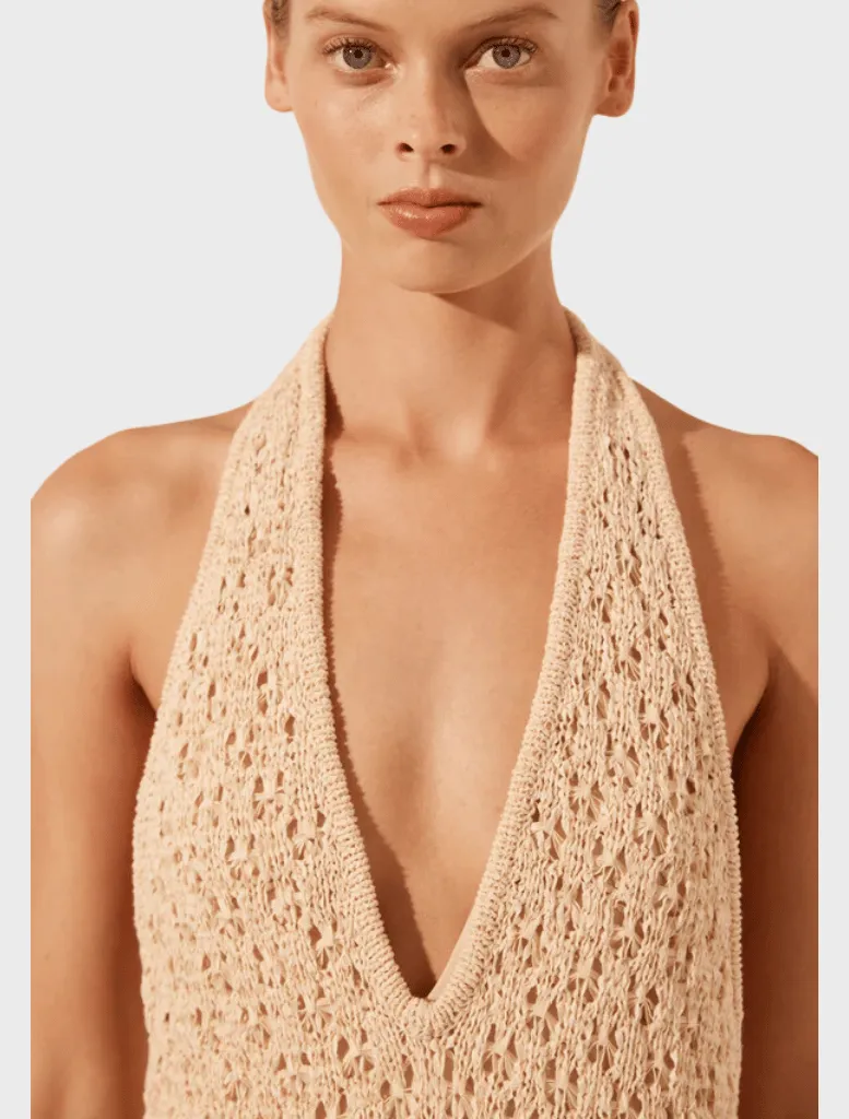 Halter Open Back Maxi Dress - Oat