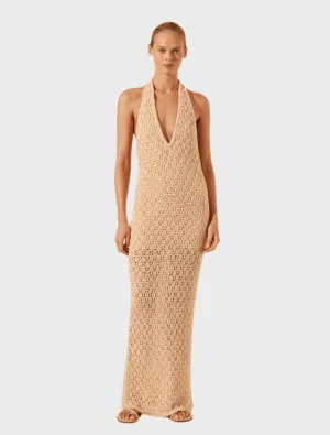 Halter Open Back Maxi Dress - Oat