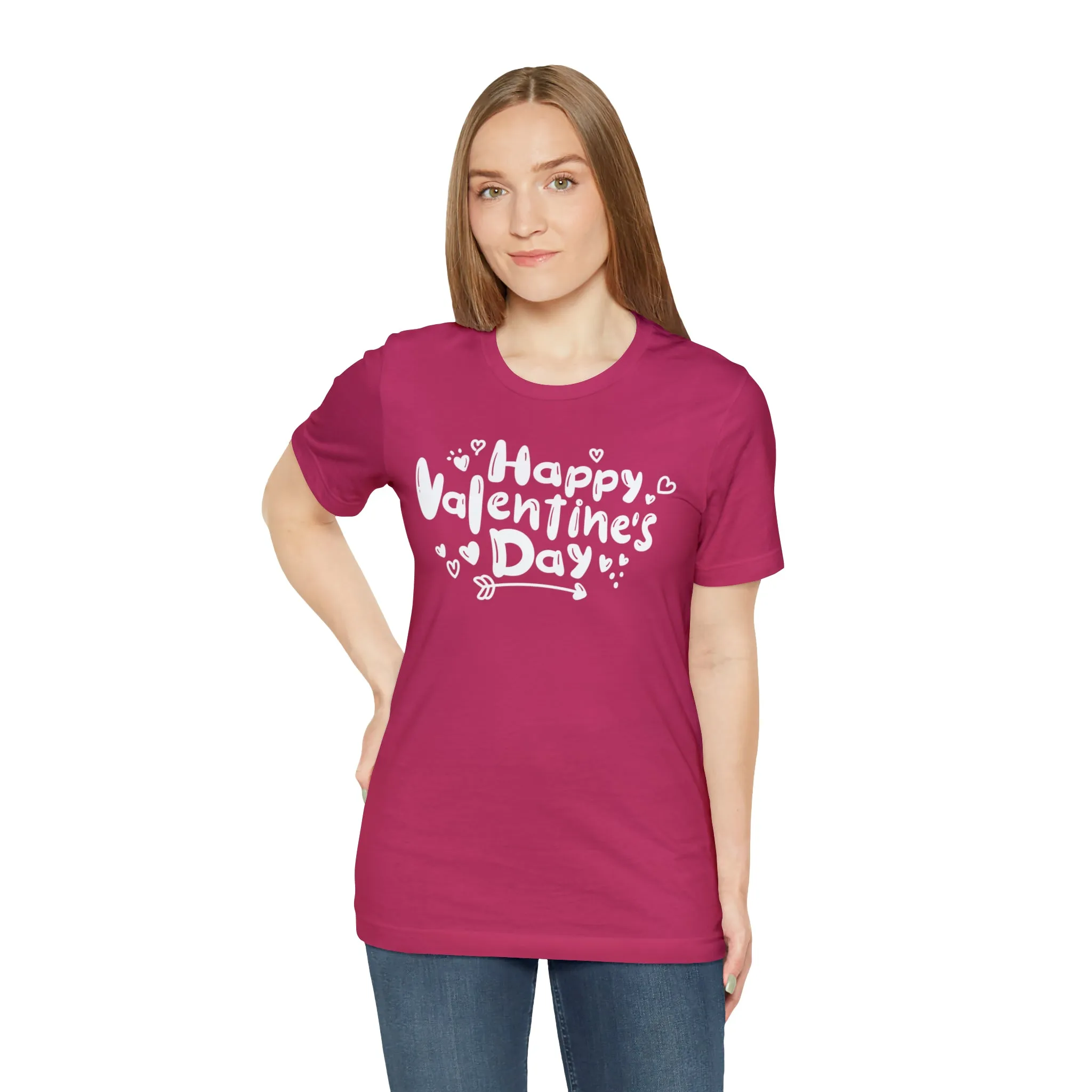 Happy Valentine's Day Script T-Shirt | Love You Tee |  Bella Canvas 3001 Unisex |  Hearts and Arrows Short Sleeve Tshirt