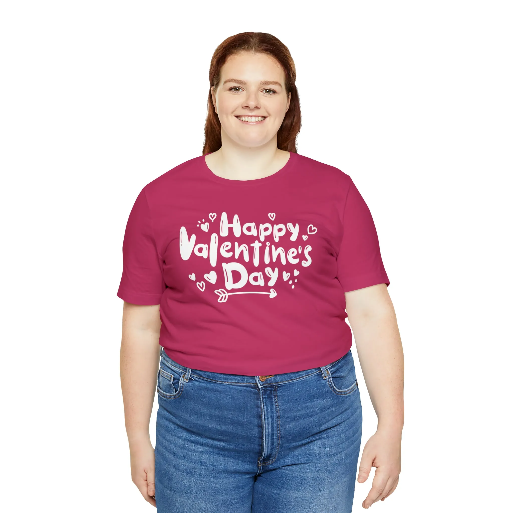 Happy Valentine's Day Script T-Shirt | Love You Tee |  Bella Canvas 3001 Unisex |  Hearts and Arrows Short Sleeve Tshirt