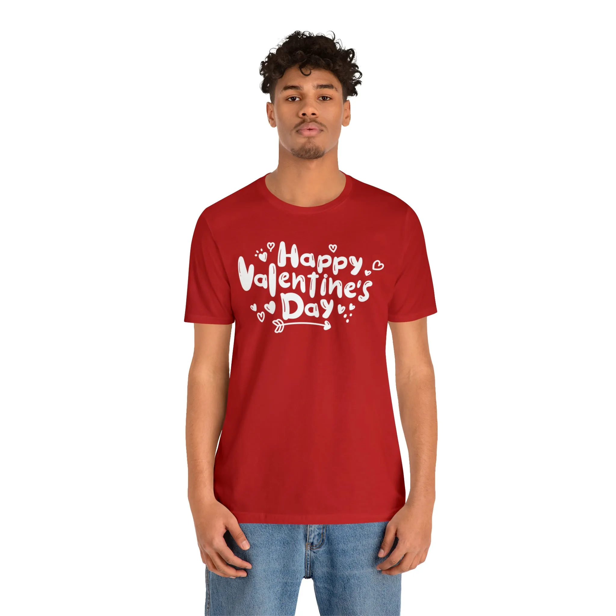 Happy Valentine's Day Script T-Shirt | Love You Tee |  Bella Canvas 3001 Unisex |  Hearts and Arrows Short Sleeve Tshirt