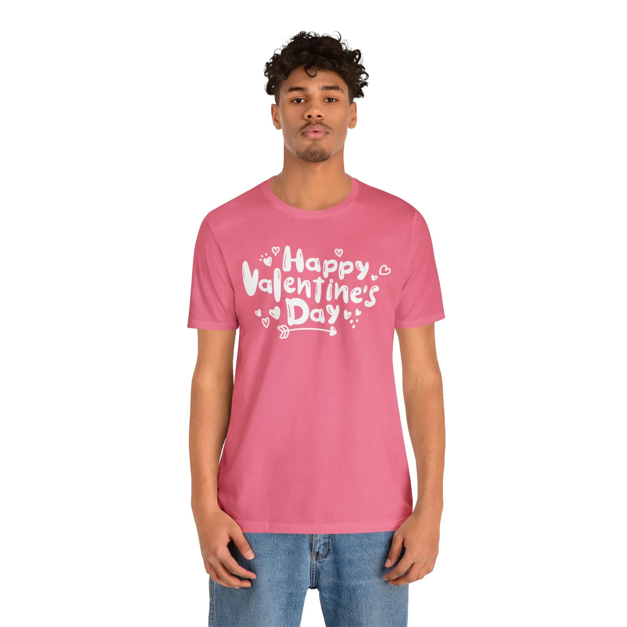 Happy Valentine's Day Script T-Shirt | Love You Tee |  Bella Canvas 3001 Unisex |  Hearts and Arrows Short Sleeve Tshirt