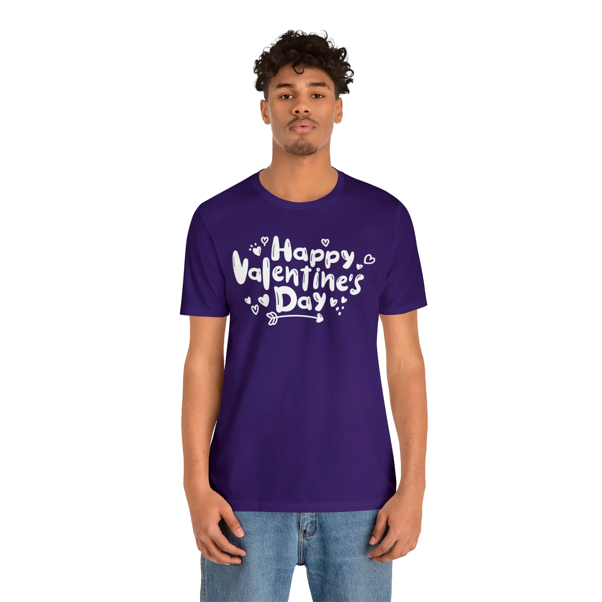 Happy Valentine's Day Script T-Shirt | Love You Tee |  Bella Canvas 3001 Unisex |  Hearts and Arrows Short Sleeve Tshirt