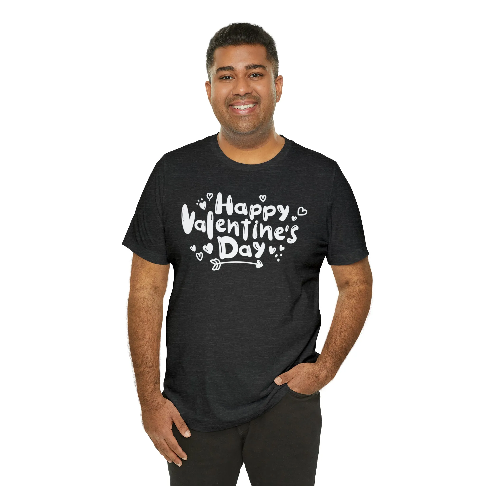Happy Valentine's Day Script T-Shirt | Love You Tee |  Bella Canvas 3001 Unisex |  Hearts and Arrows Short Sleeve Tshirt