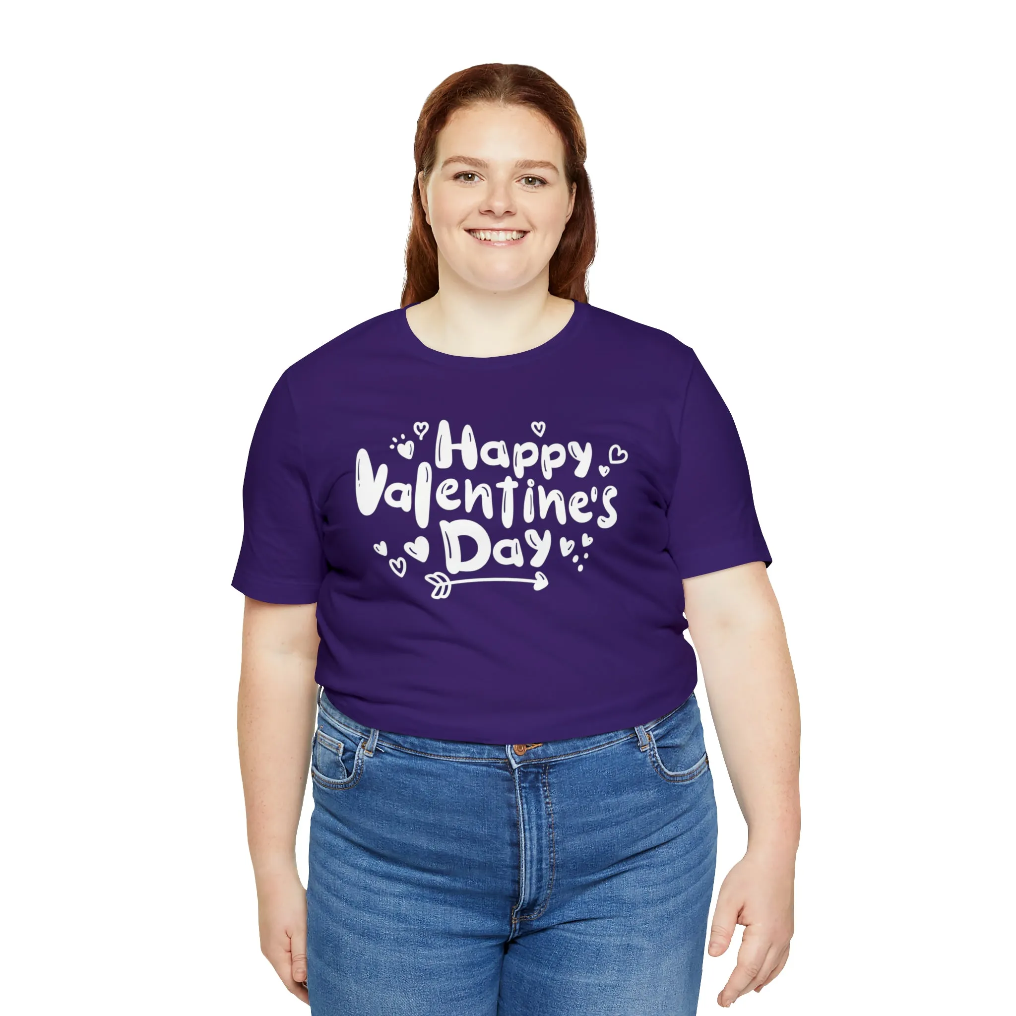 Happy Valentine's Day Script T-Shirt | Love You Tee |  Bella Canvas 3001 Unisex |  Hearts and Arrows Short Sleeve Tshirt
