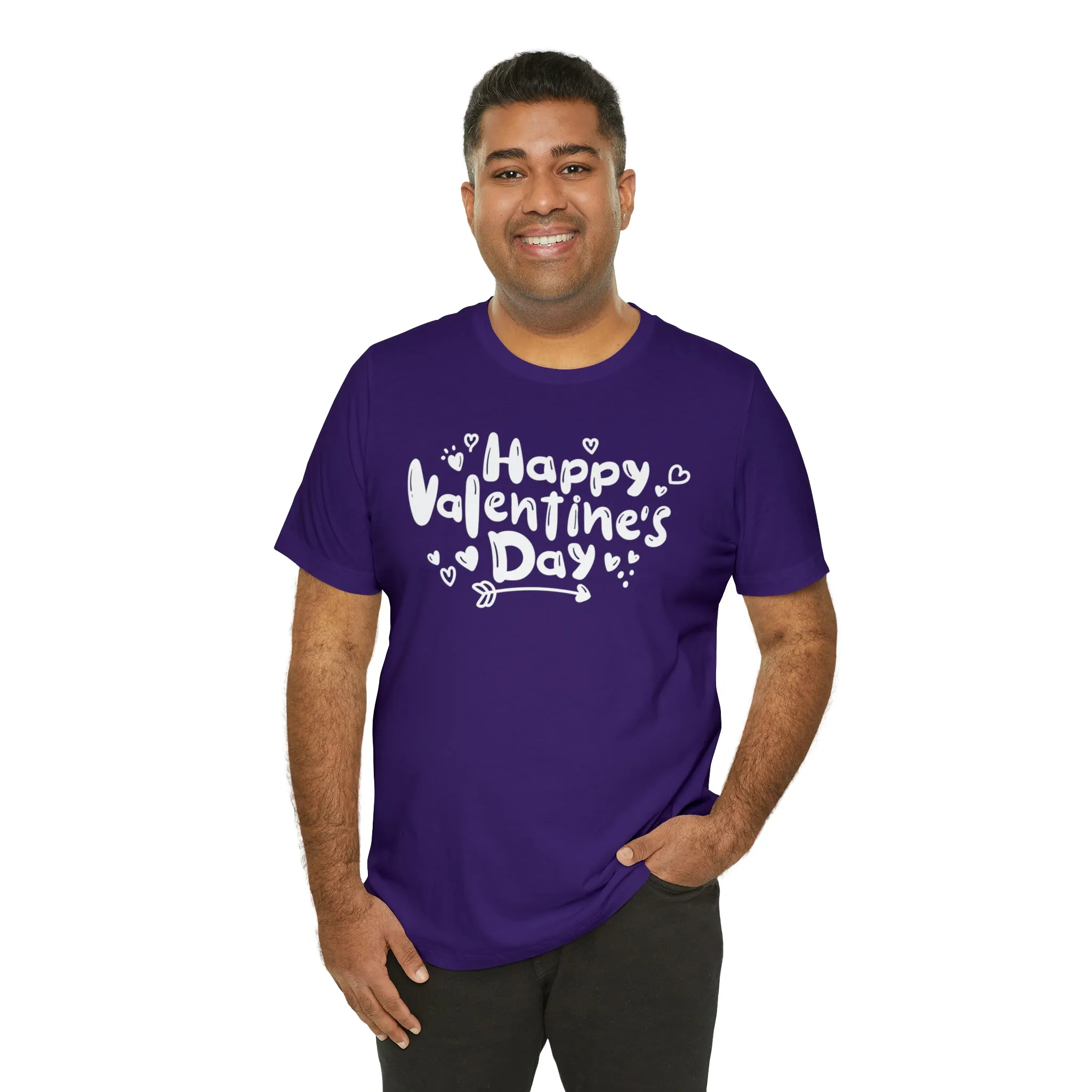 Happy Valentine's Day Script T-Shirt | Love You Tee |  Bella Canvas 3001 Unisex |  Hearts and Arrows Short Sleeve Tshirt