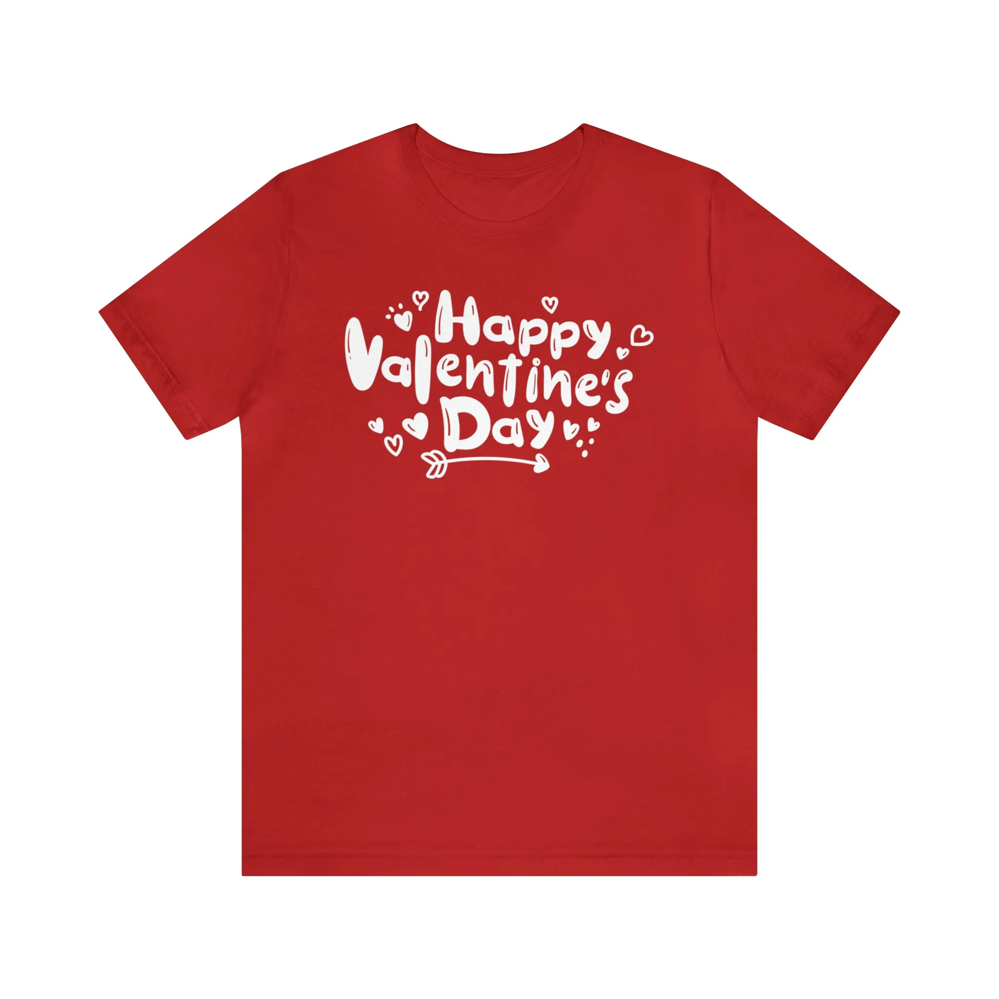 Happy Valentine's Day Script T-Shirt | Love You Tee |  Bella Canvas 3001 Unisex |  Hearts and Arrows Short Sleeve Tshirt