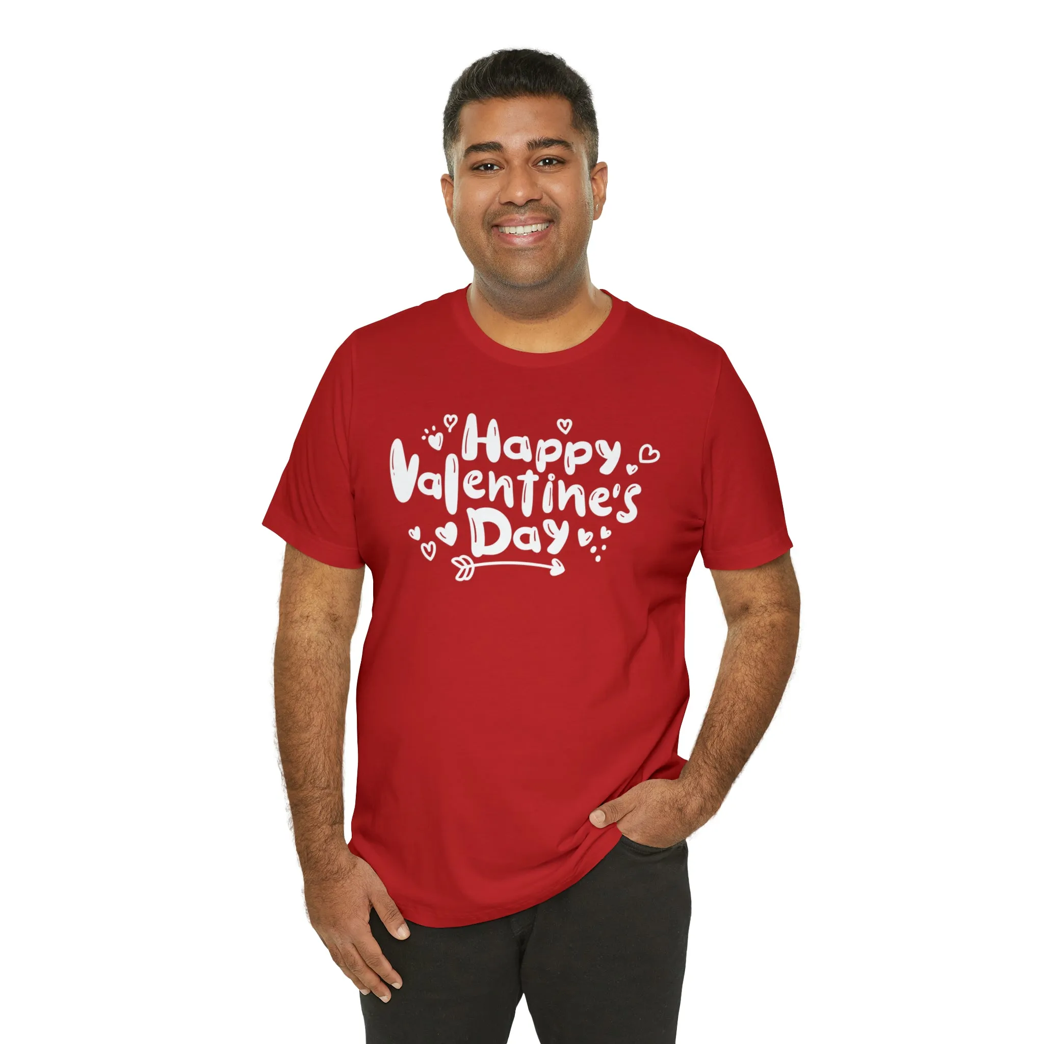 Happy Valentine's Day Script T-Shirt | Love You Tee |  Bella Canvas 3001 Unisex |  Hearts and Arrows Short Sleeve Tshirt