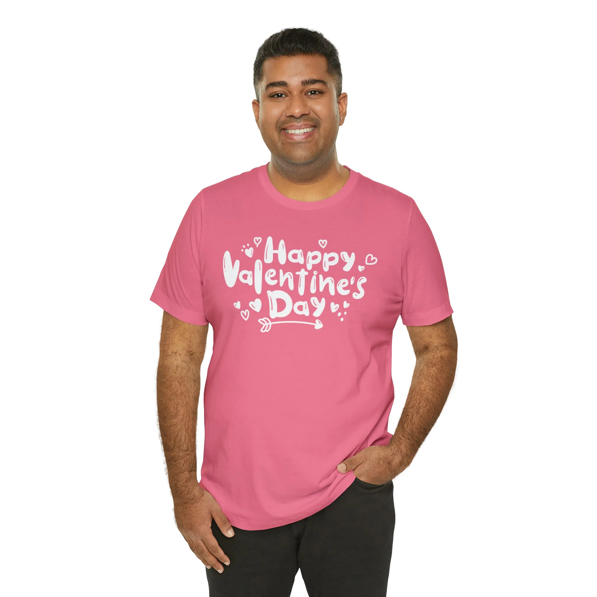 Happy Valentine's Day Script T-Shirt | Love You Tee |  Bella Canvas 3001 Unisex |  Hearts and Arrows Short Sleeve Tshirt