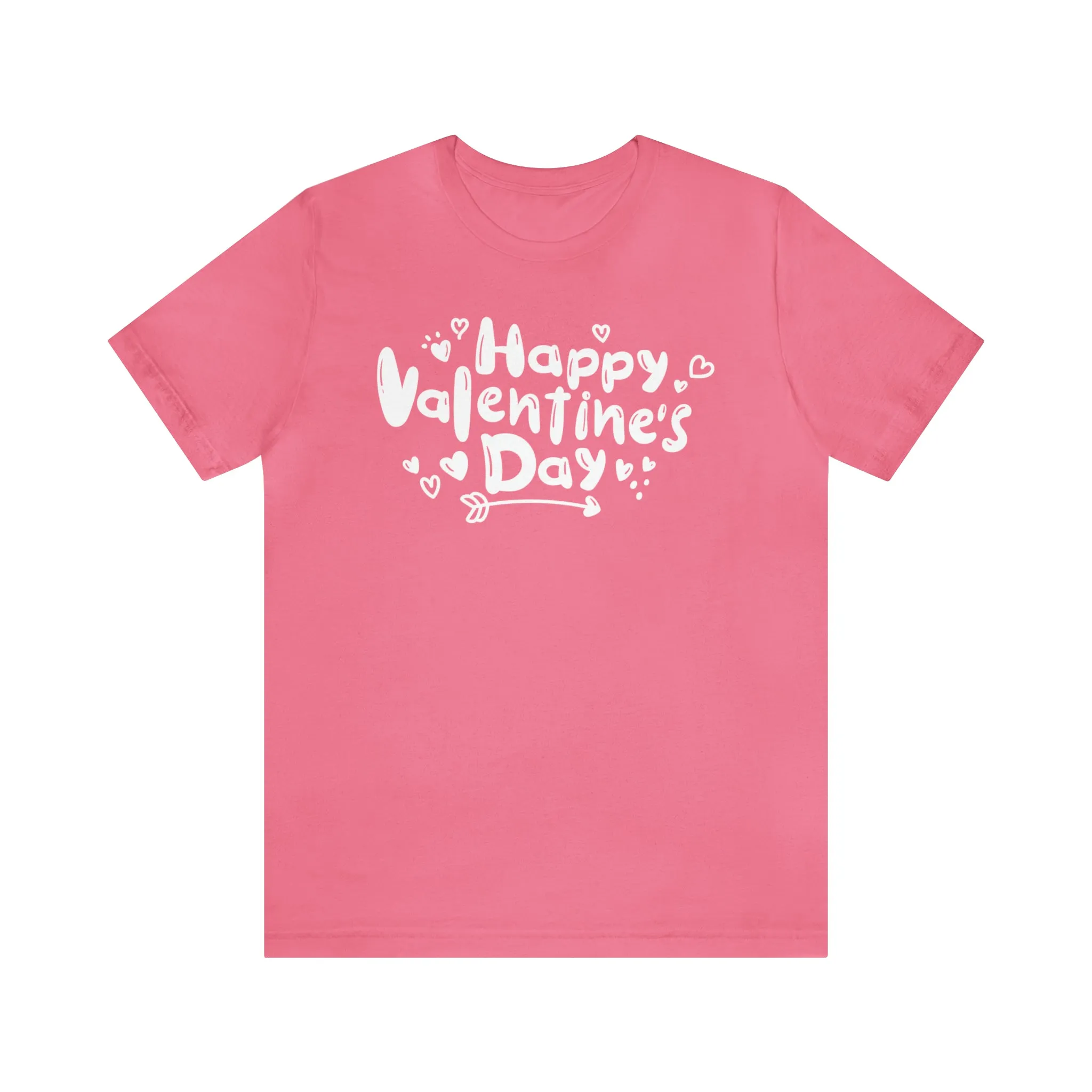 Happy Valentine's Day Script T-Shirt | Love You Tee |  Bella Canvas 3001 Unisex |  Hearts and Arrows Short Sleeve Tshirt