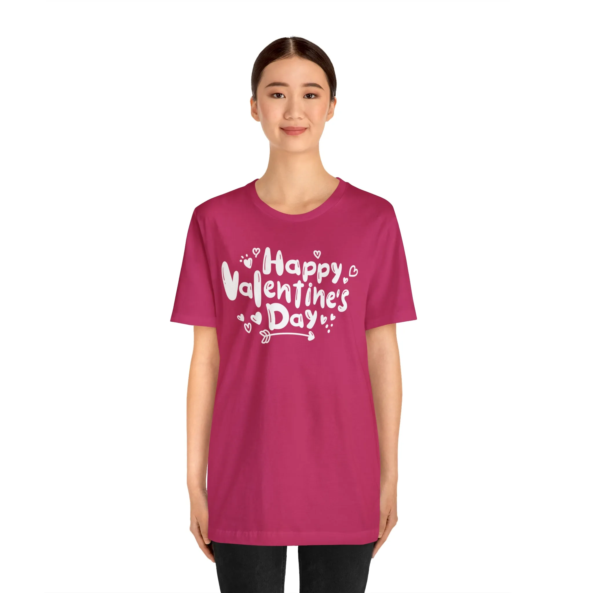 Happy Valentine's Day Script T-Shirt | Love You Tee |  Bella Canvas 3001 Unisex |  Hearts and Arrows Short Sleeve Tshirt