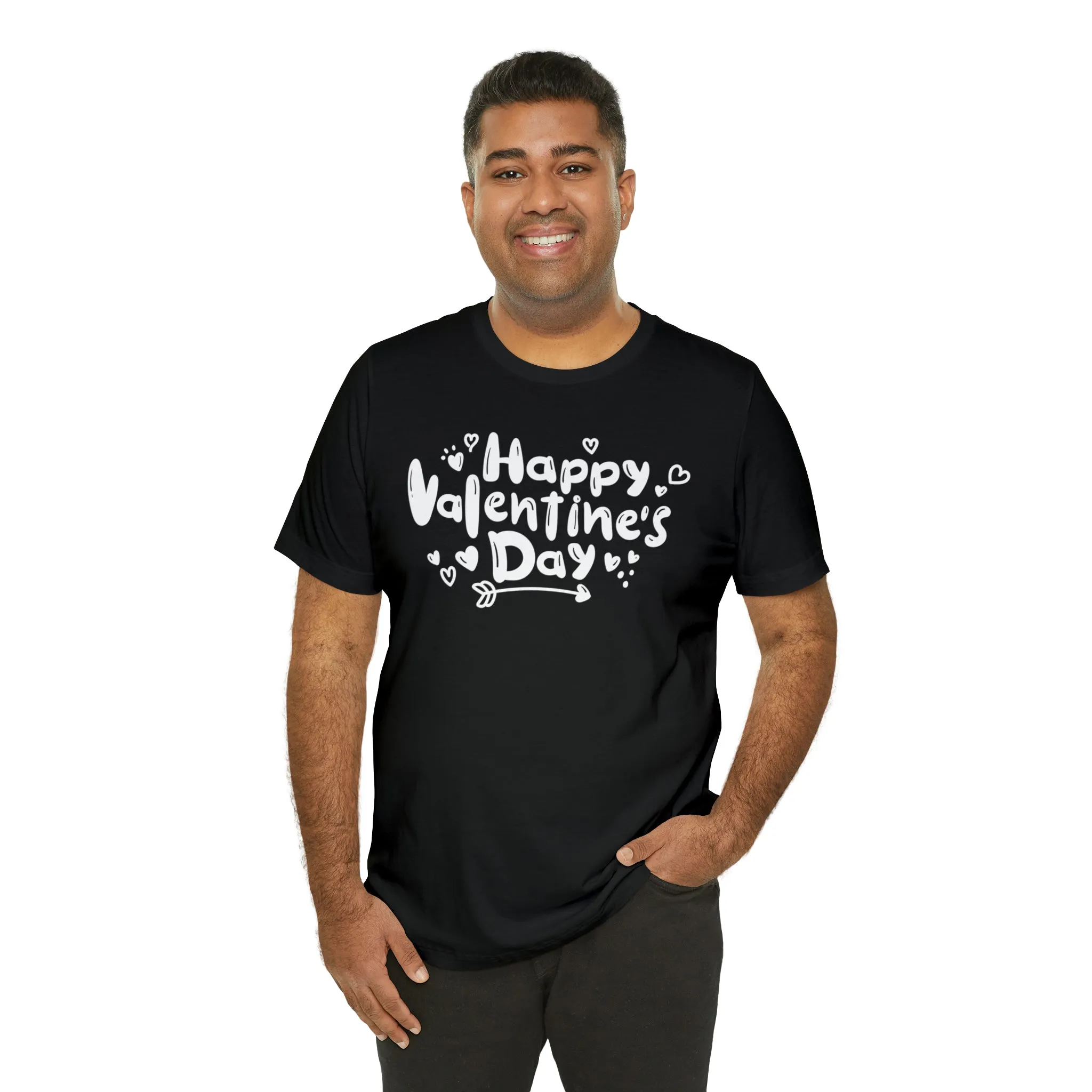 Happy Valentine's Day Script T-Shirt | Love You Tee |  Bella Canvas 3001 Unisex |  Hearts and Arrows Short Sleeve Tshirt