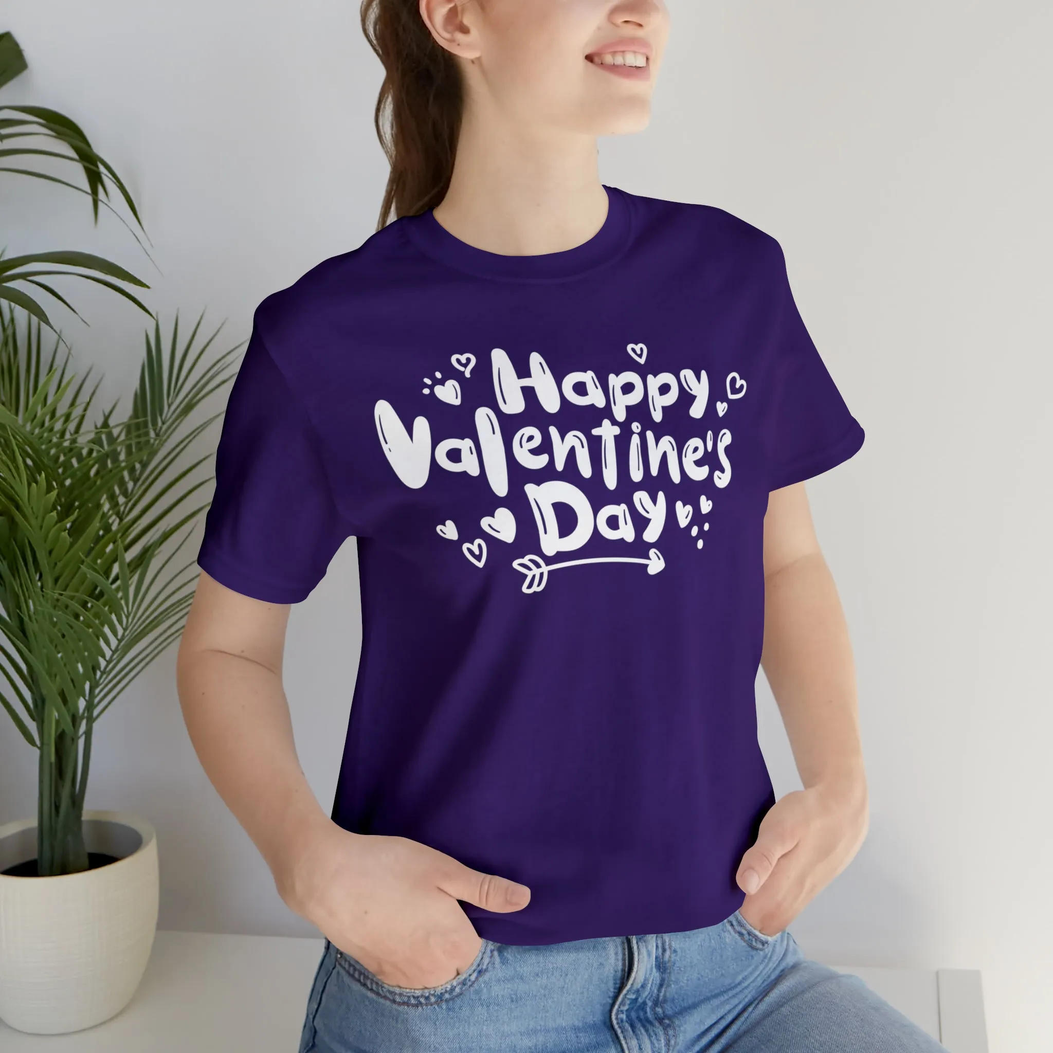 Happy Valentine's Day Script T-Shirt | Love You Tee |  Bella Canvas 3001 Unisex |  Hearts and Arrows Short Sleeve Tshirt